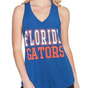 Women's Royal Florida Gators 2-Hit At Ease V-Neck Tank Top Racerback Blue Sz S